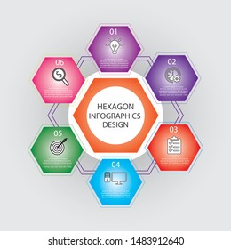 Six Hexagon Branches Chart Slide Template