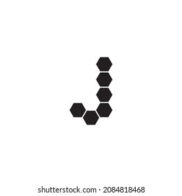 
six hexagons letter J simple symbol logo vector