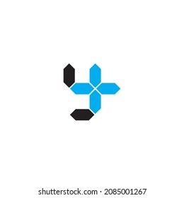 
six hexagons letter y plus simple symbol logo vector