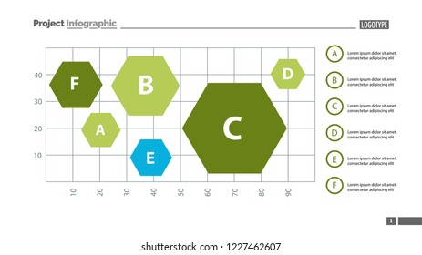 Six hexagons on chart template. Business data. Graph, chart, design. Creative concept for infographic, report. Can be used for topics like statistics, comparison, analysis