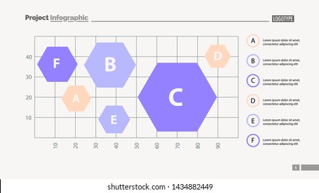 Six hexagons on chart template. Business data. Graph, chart, design. Creative concept for infographic, report. Can be used for topics like statistics, comparison, analysis