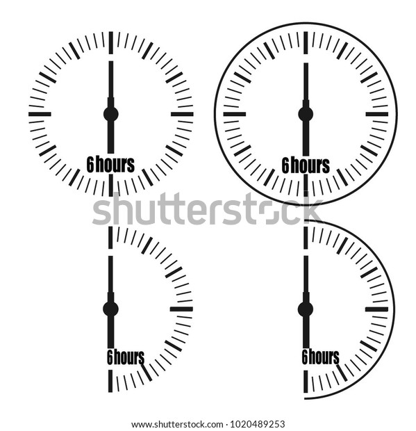 Six Hours Clock On White Background Stock Vector (Royalty Free