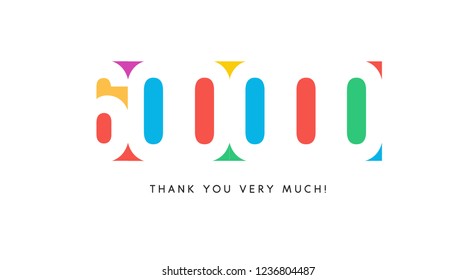 Six hundred thousand subscribers baner. Colorful logo for anniversary day.