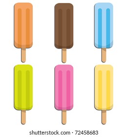Six ice lolly in different colors