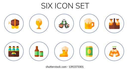 six icon set. 10 flat six icons.  Simple modern icons about  - beer, beers