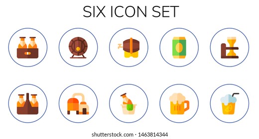 six icon set. 10 flat six icons.  Simple modern icons about  - beer, Beer
