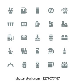 six icon set. Collection of 25 filled six icons included Beer, Noon, Brewery, Beers