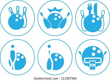 The six icons on bowling: the main icon, vip, restaurant, toilet male, female toilets, ATM