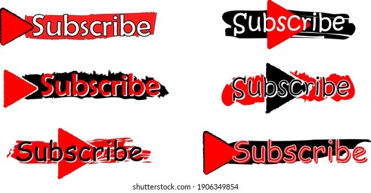 
Seis íconos del botón de suscripción para el sitio web y el blog, en rojo y negro para que usted elija. Ilustración vectorial con fondo transparente.