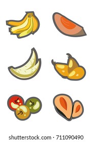 Six Images of Fruits. Vector Set