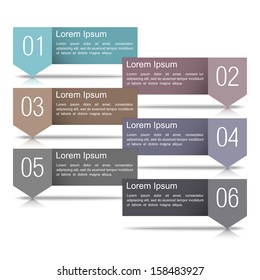 Six infographics design elements with numbers and place for your text, vector eps10 illustration