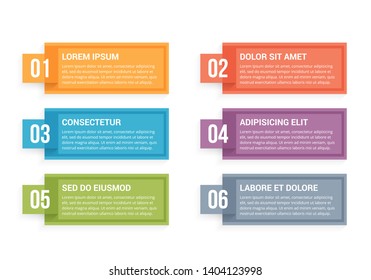 Six infographics elements with place for numbers and text, vector eps10 illustration