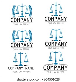 Six isolated vector - scale law logs for your law company. You can also change the text, color or choose just one of them.