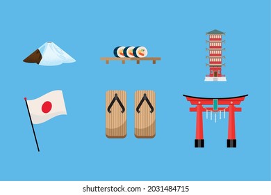 six japan culture set icons