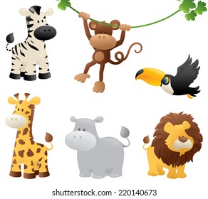 Six jungle animals.