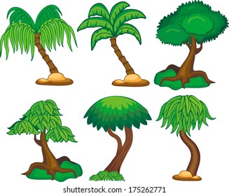 six kind of cartoon trees