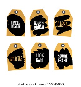 Six labels with the design of brush strokes