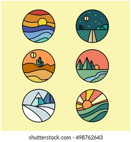 Six landscape icons design