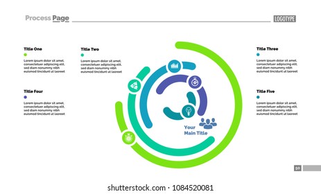 Six layer donut chart slide template. Business data. Graph, diagram, design. Creative concept for infographic, presentation. Can be used for topics like recruitment, management, startup