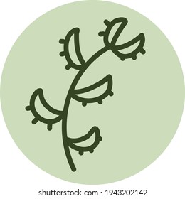 Six leaves with spikes, illustration, vector on a white background