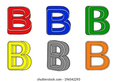Six letter (B) 3d on white background