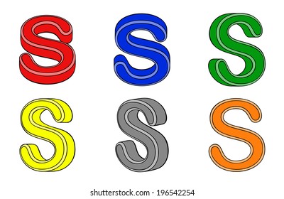 Six letter (S) 3d on white background
