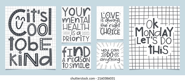 Six lettering posters in different styles. Well organized and fully editable.