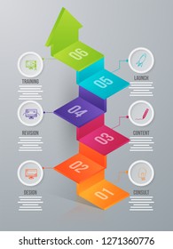 Six levels arrow infographic element in 3d for Business or corporate sector.
