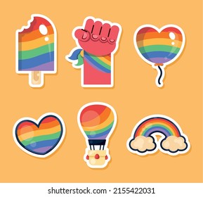 six lgtbiq community set icons