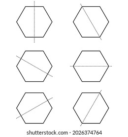 six lines of symmetry of regular hexagon