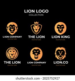Six lion logos flat style
