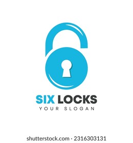 Six Lock Logo Vector Artwork