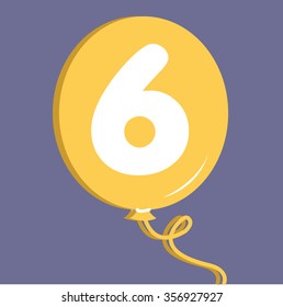 Six  logo with balloon. Vector illustration.