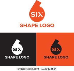 Six logo; numeral and word logo for number. Six letter with six figure logo design