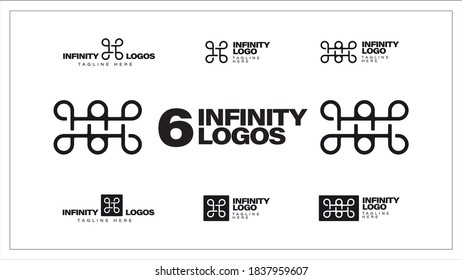 Seis plantillas de logotipo con símbolo infinito para marcas