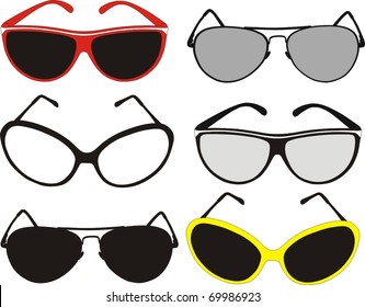 six luxury sunglasses vector