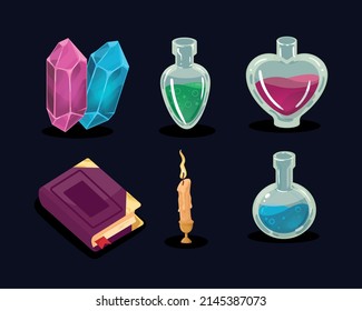 six magic witch set icons