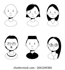 six male and female character sketches
