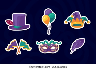 six mardi gras set icons