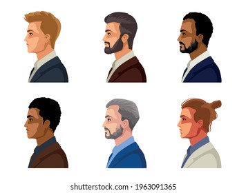 six men group elegants characters