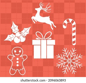 six merry christmas set icons