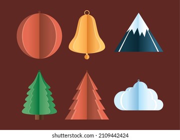six merry christmas set icons