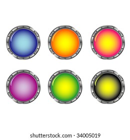 six metal buttons
