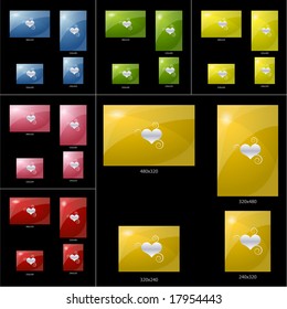 Six Mobile phone backgrounds with curly heart