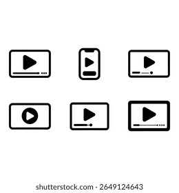 Six Modern Play Button Icons Versatile Video Player Symbols for Web and App Design