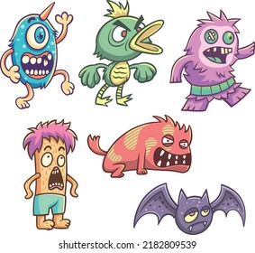 Six Monster Bundle Collection Vector