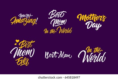 Six Mothers Day Letterings Set