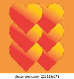 Six Multicolor hearts for different uses