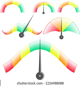 six multi-colored performance indicators that change the color of the scale from red to green
