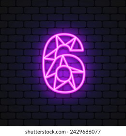 Six neon number for decoration design. Vector illustration